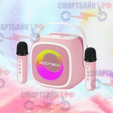 SOONBOX 5200 (розовый) - домашняя караоке-система, 20Вт, 2 радиомикрофона, Bluetooth, USB, AUX