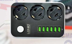 Сетевой фильтр удлинитель на 3 розетки и 6 USB портов с кнопкой включения 1.8 метра CX-U613