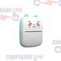 Портативный мини принтер детский для печати фото и этикеток с телефона, голубой