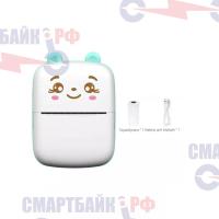 Портативный мини принтер детский для печати фото и этикеток с телефона, голубой
