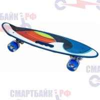 Пенниборд пластиковый 24" 60x17cm (синий) с ручкой, светящиеся колеса