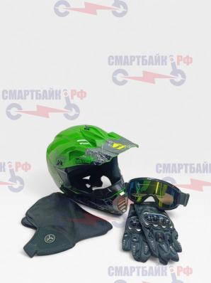 Бронешлем мотоциклетный Suborbox (Размер M), комплект 4 в 1, зеленый 1