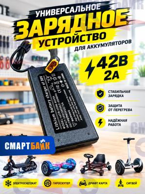 Универсальное зарядное устройство czOne 42V 2Ah для аккумуляторов электроснегоката, гироскутера, дрифт карта, сигвея