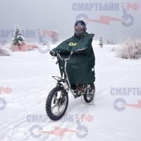 Велокуртка накидка защитная ROOBAX с перчатками утепленная, непромокаемый материал для электровелосипеда типа колхозник, monster, зеленая