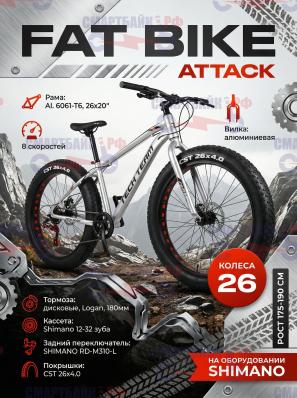 Велосипед фэтбайк Tech Team Attack 26х20, Хром