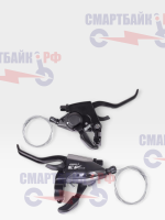 Шифтер левый L-TWOO ST-TX4008-L для 3 ск. с тормозной ручкой, тросом 1850 мм, с индикатором скорости, (без тормозного тросика)